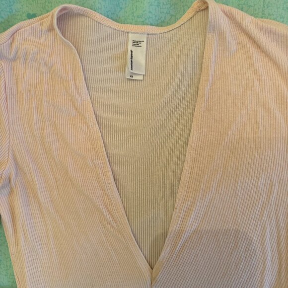 AMERICAN APPAREL Pink V-Neck Top - Picture 4 of 5